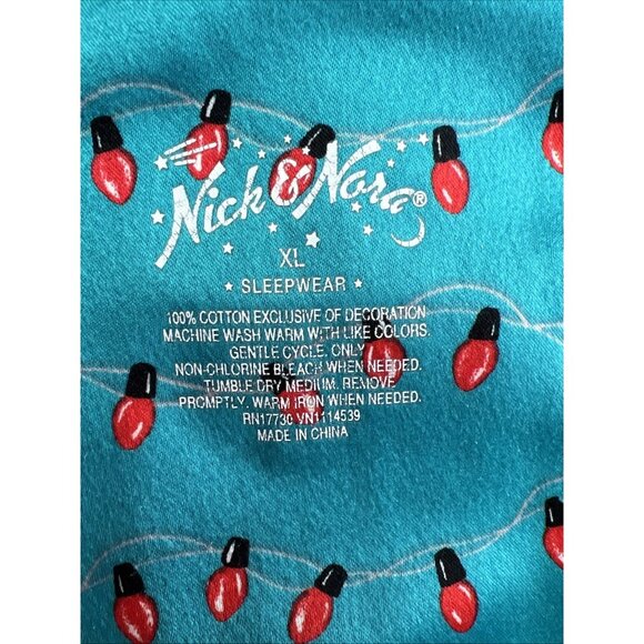 Nick & Nora Size XL Christmas Sock Monkey 2 Pc Flannel Pajama Set Women Red - Picture 7 of 11